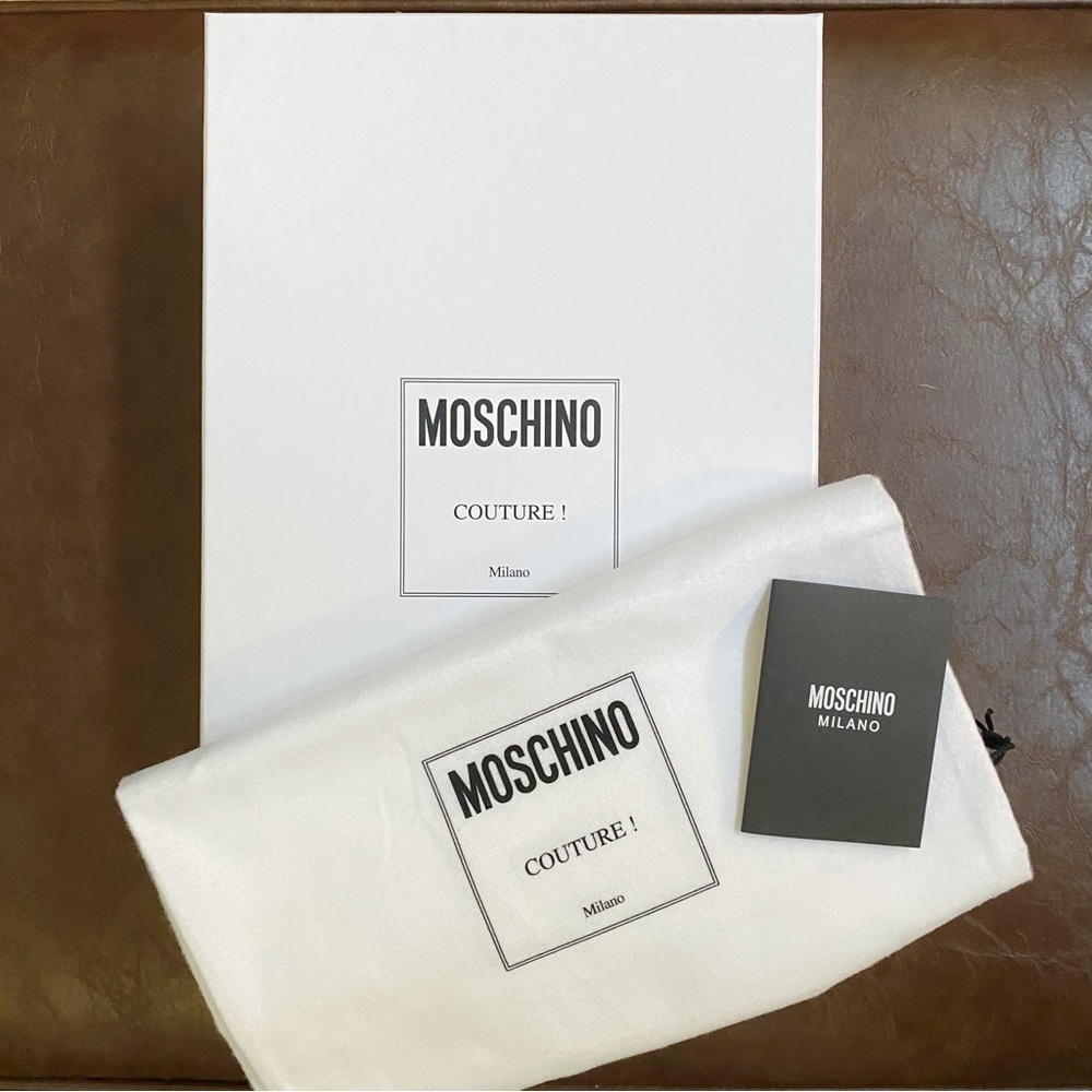 Moschino white black empty shoe box drawstring dust covers full set